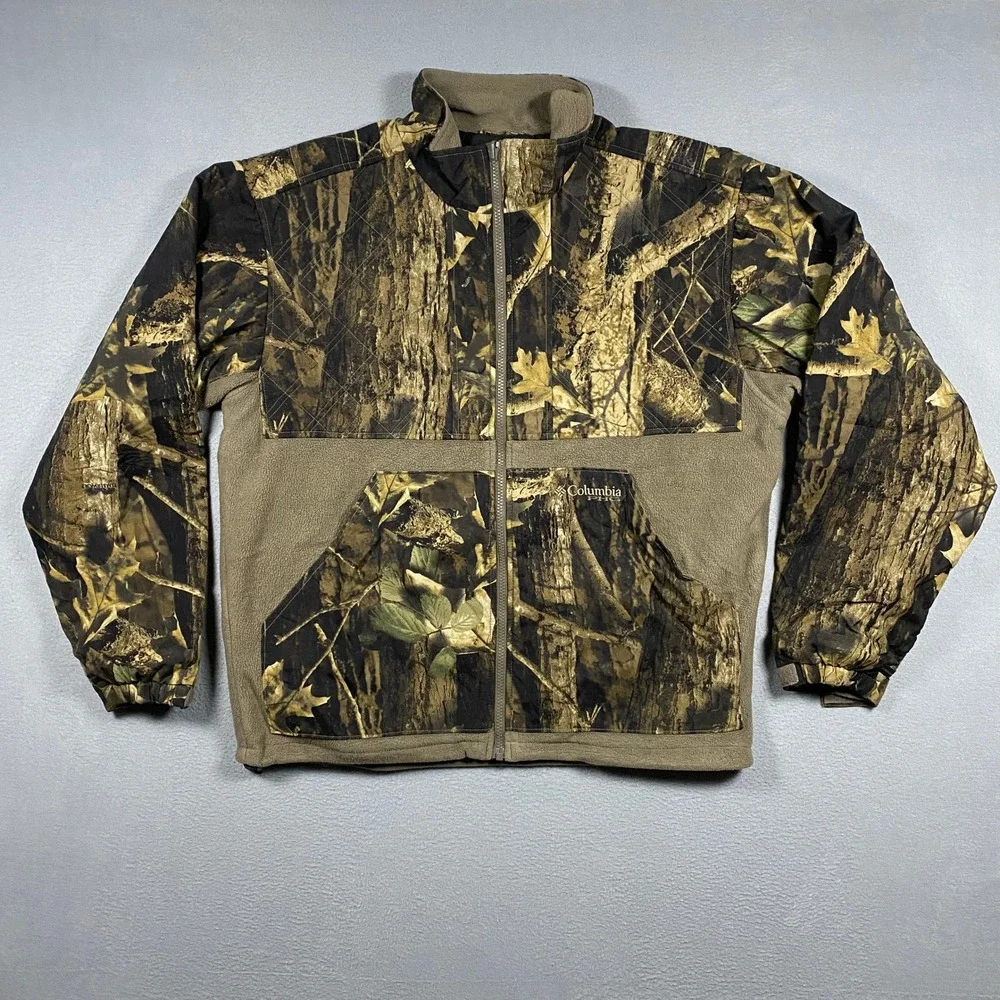Vintage Columbia PHG Fleece Jacket Mens Large Camo Full Zip Omni-Heat‎ Hunting